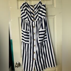 Navy and White Striped Button-Front Sundress